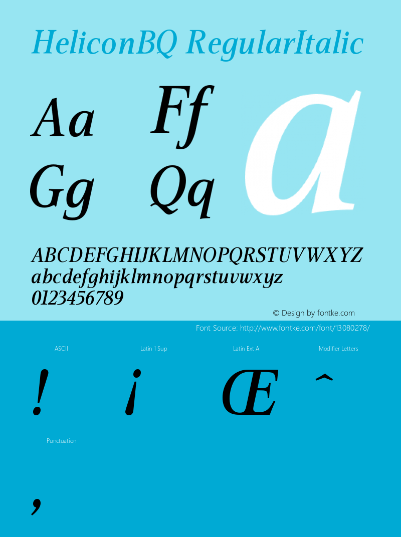 HeliconBQ RegularItalic Version 001.001 Font Sample