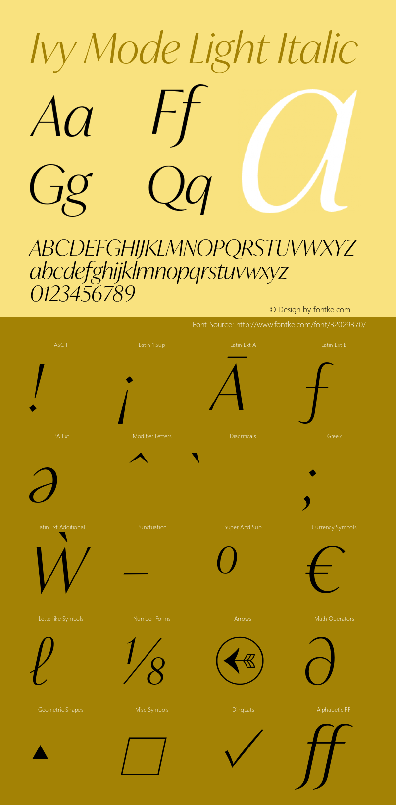 IvyMode-LightItalic Version 1.001 Font Sample