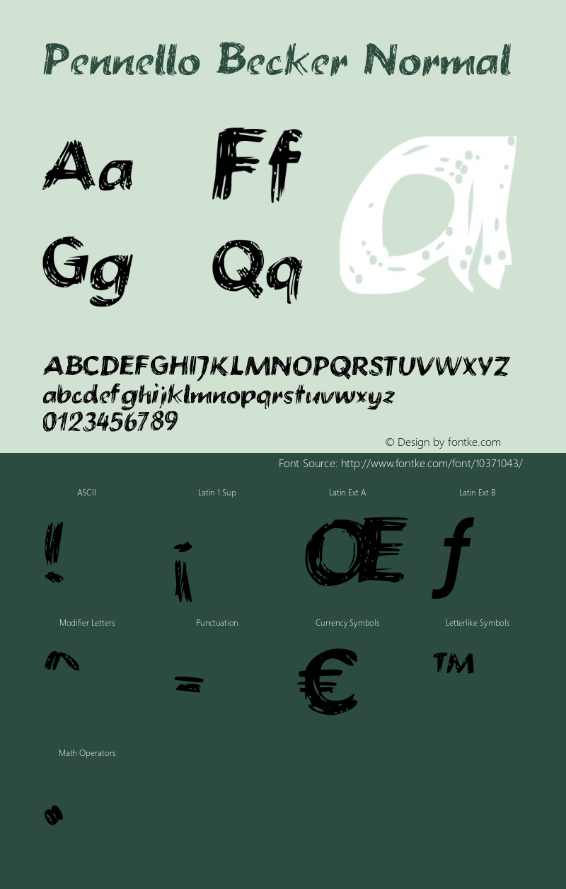 Pennello Becker Normal 1.0 Tue Mar 16 14:25:27 1999 Font Sample