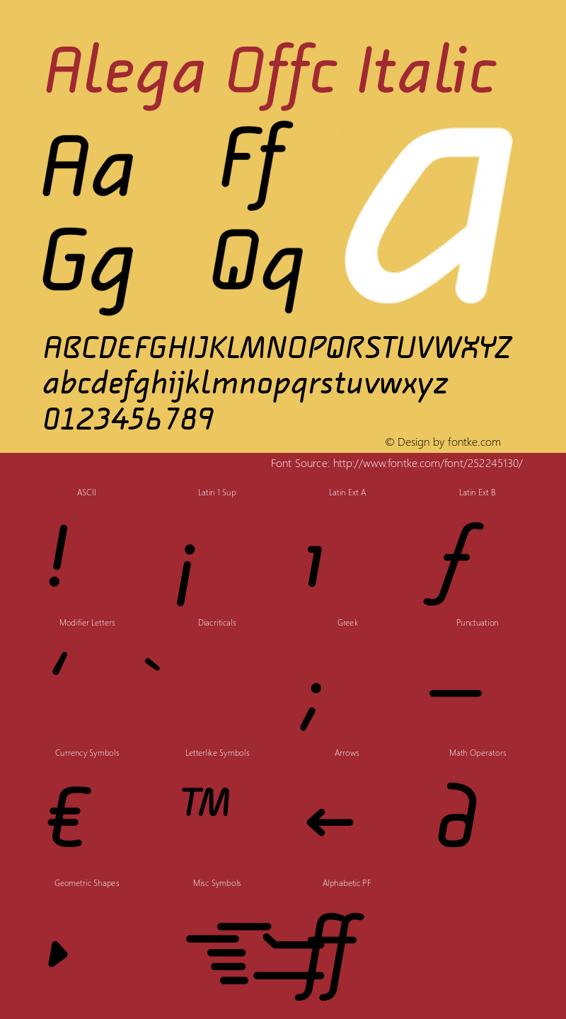 Alega Offc Italic Version 7.504; 2009; Build 1020图片样张