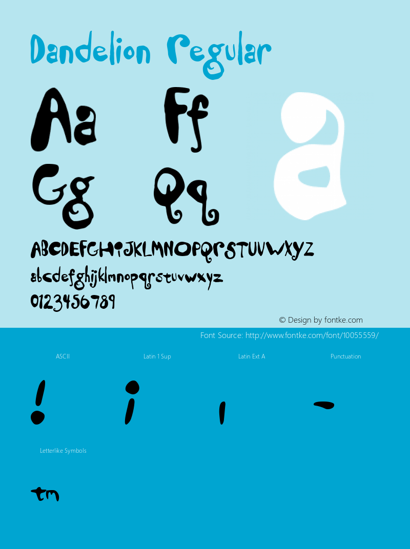 Dandelion Regular Macromedia Fontographer 4.1.5 9/26/00 Font Sample