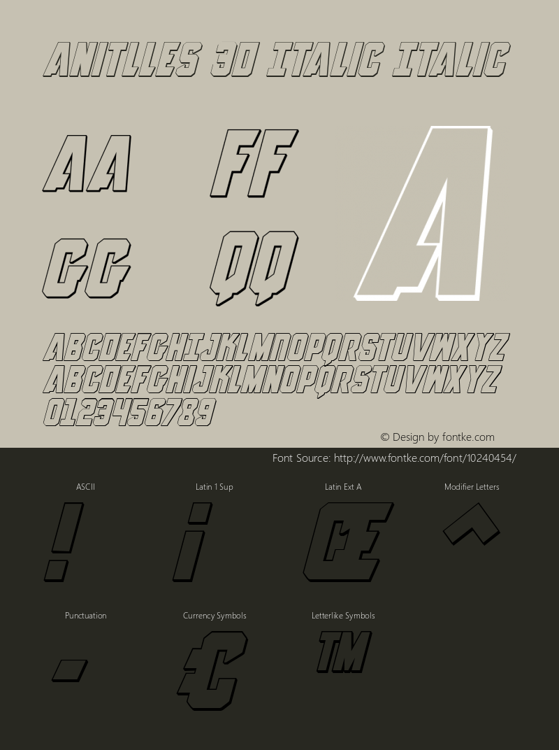 Anitlles 3D Italic Italic 001.000 Font Sample