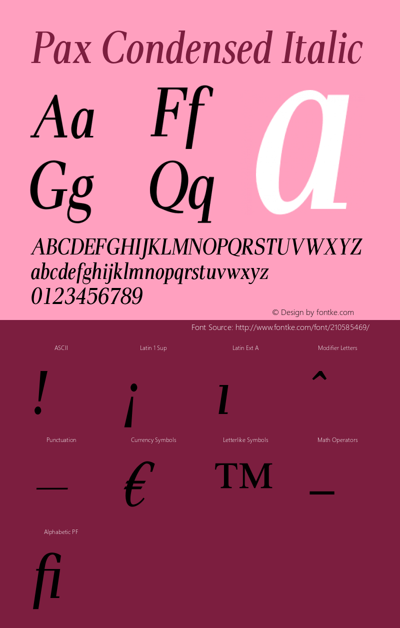 Pax Condensed Italic Version 1.00图片样张