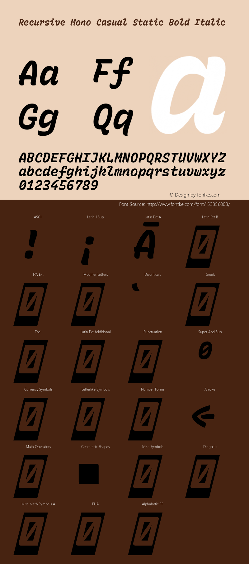 Recursive Mn Csl St Bold Italic Version 1.064;hotconv 1.0.115;makeotfexe 2.5.65600 Font Sample