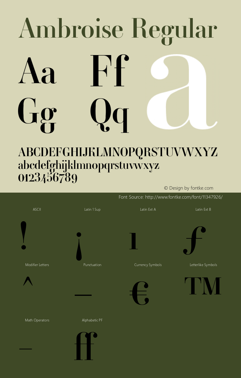 Ambroise Regular Version 001.000 Font Sample