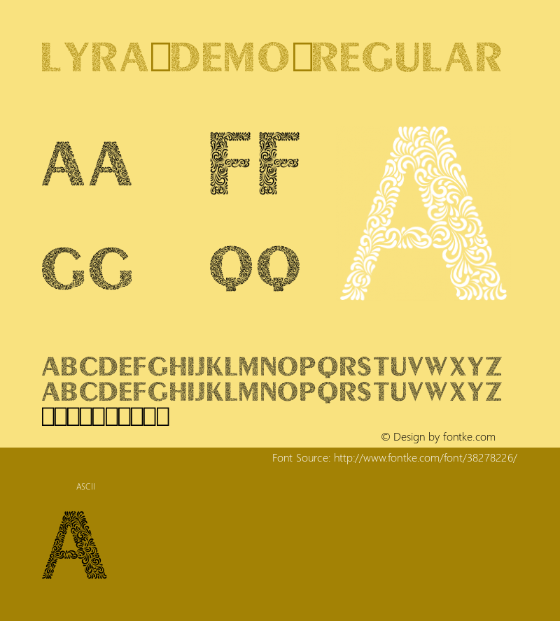 Lyra Demo Version 1.00;June 9, 2019;FontCreator 11.5.0.2430 32-bit Font Sample