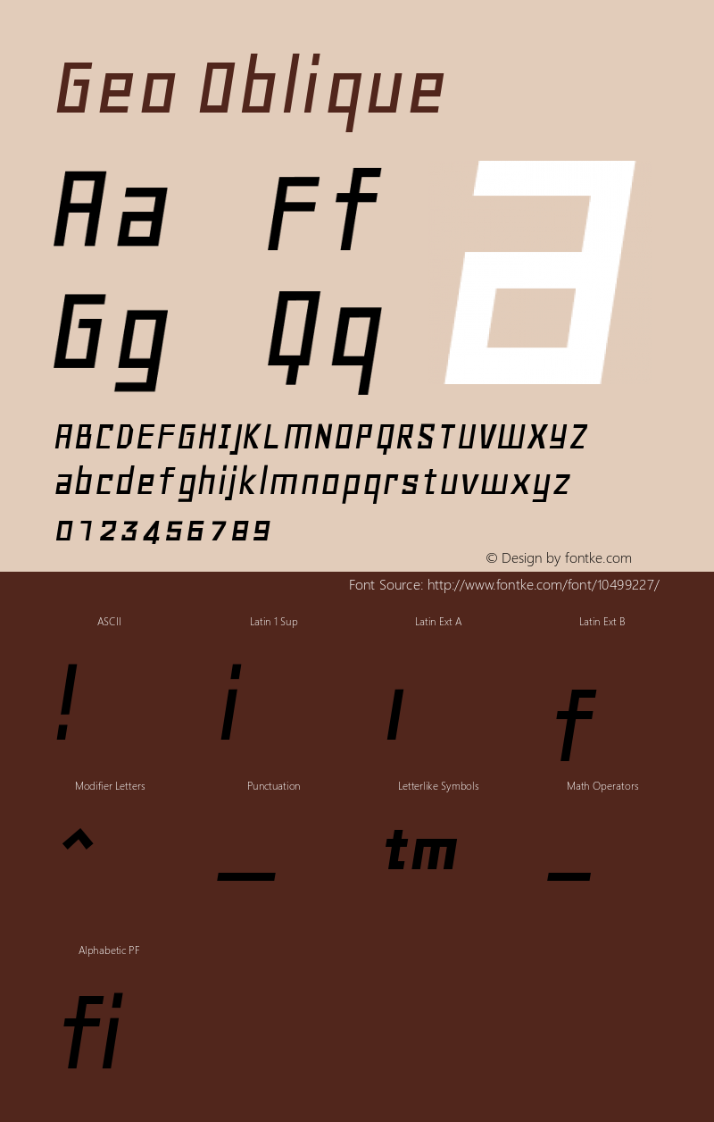 Geo Oblique Version 001.2 Font Sample