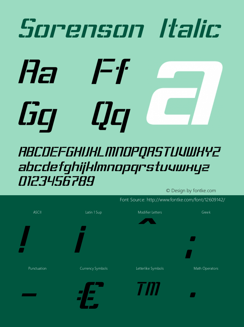 Sorenson Italic Version 1.00 May 14, 2013, initial release Font Sample