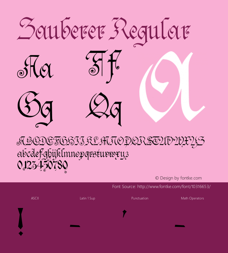 Zauberer Regular Fontographer 4.7 2/3/06 FG4M­0000001083 Font Sample