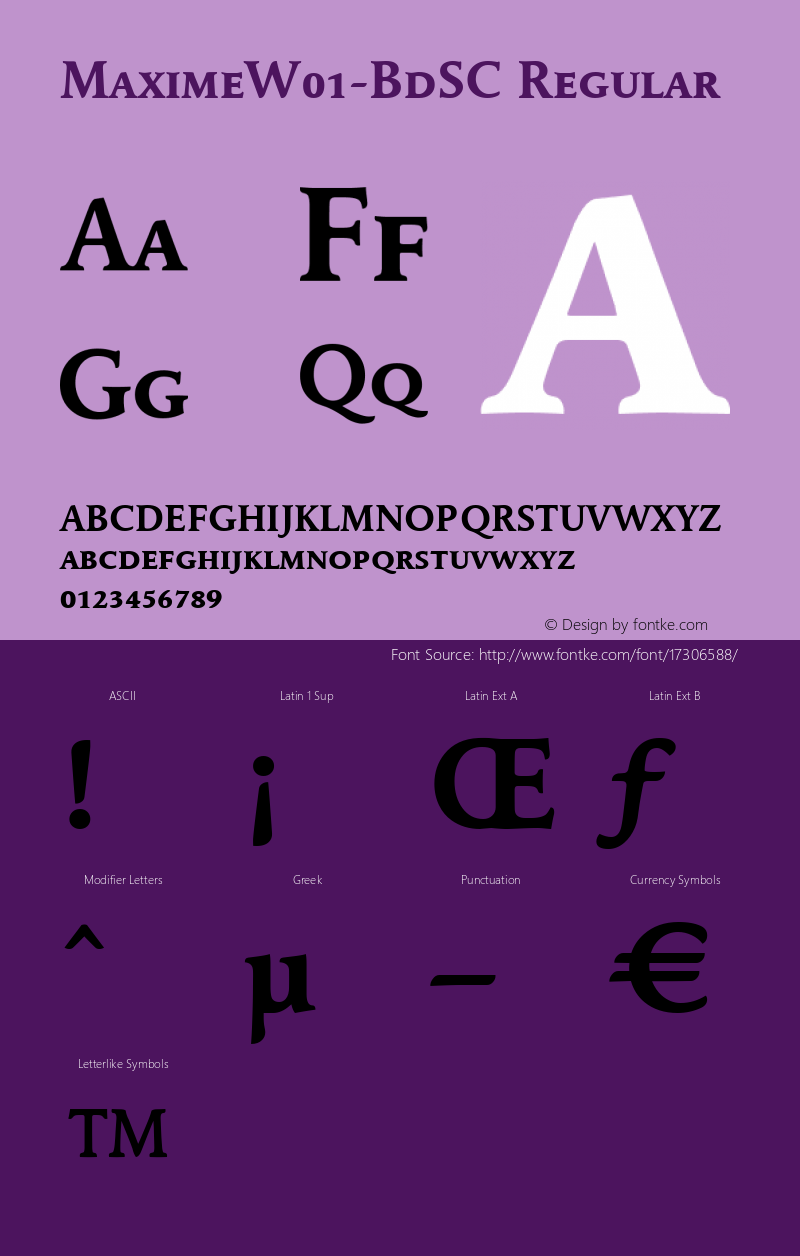 MaximeW01-BdSC Regular Version 1.00 Font Sample