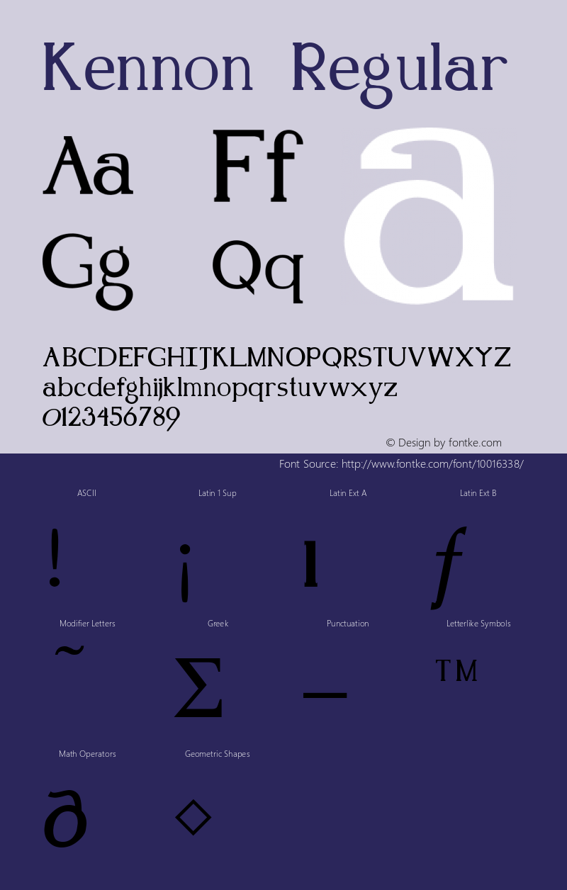 Kennon Regular Converted from F:\X\KENNON.TF1 by ALLTYPE Font Sample