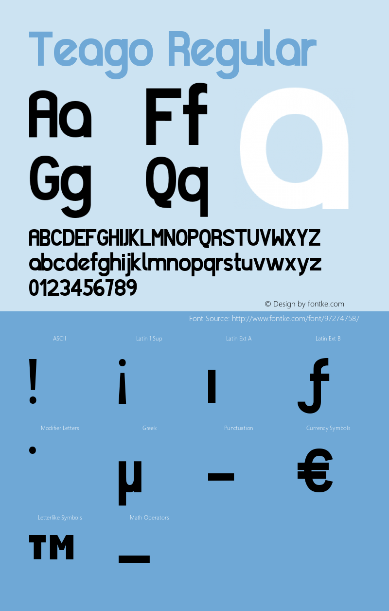 Teago Regular Version 1.000 Font Sample