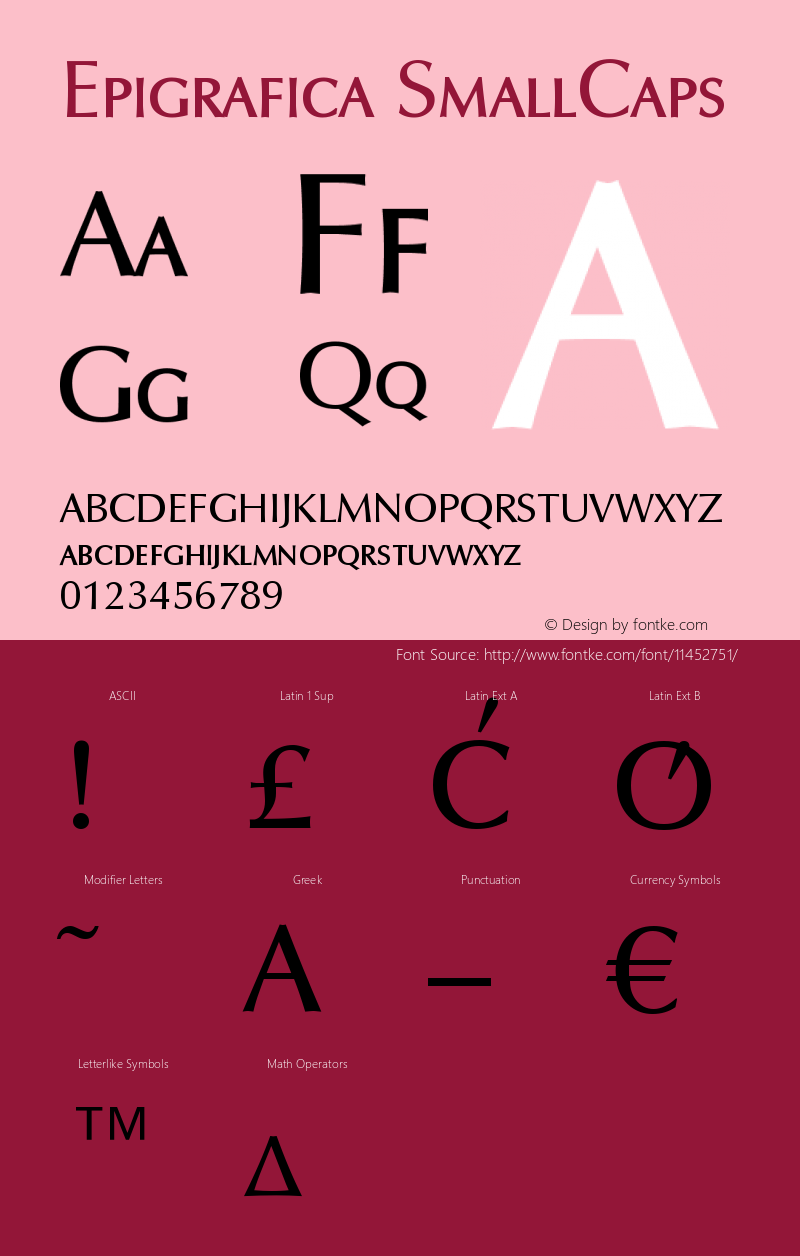 Epigrafica SmallCaps Version 1.00 Font Sample