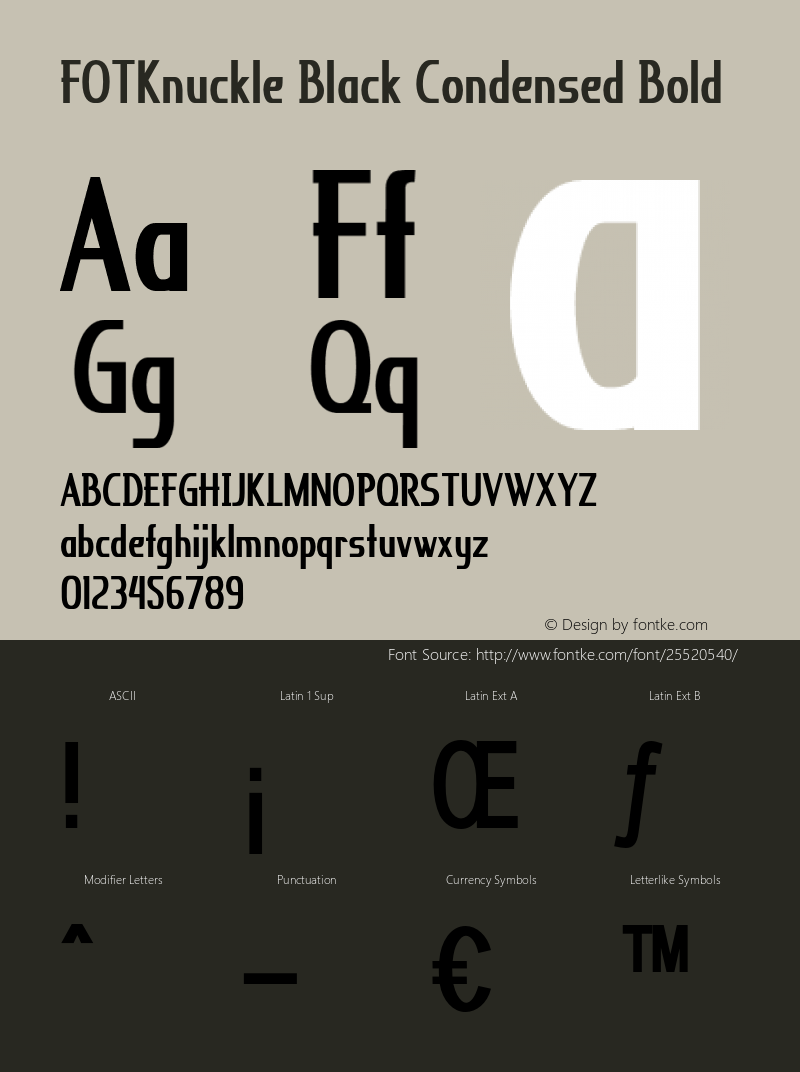 FOTKnuckleBlack-CondensedBold Version 1.000 Font Sample