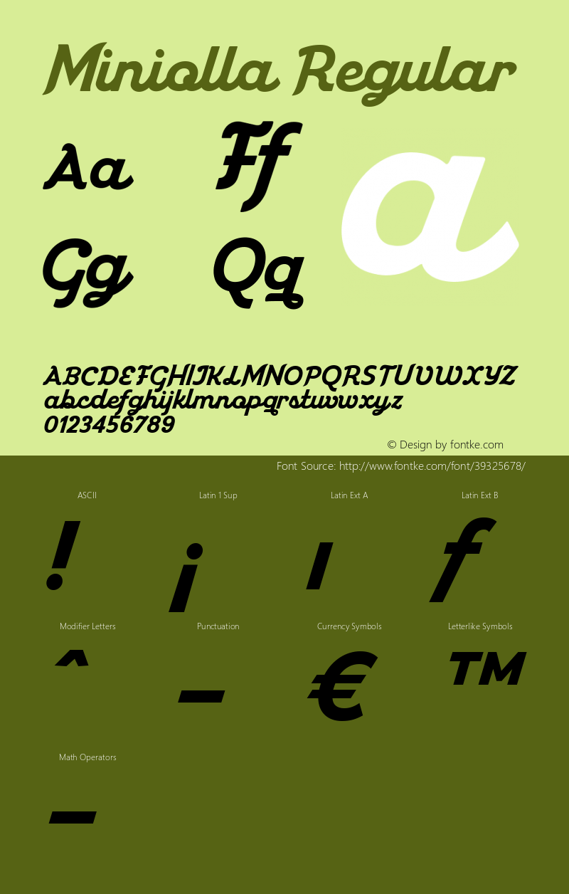 Miniolla Regular Version 1.000 Font Sample