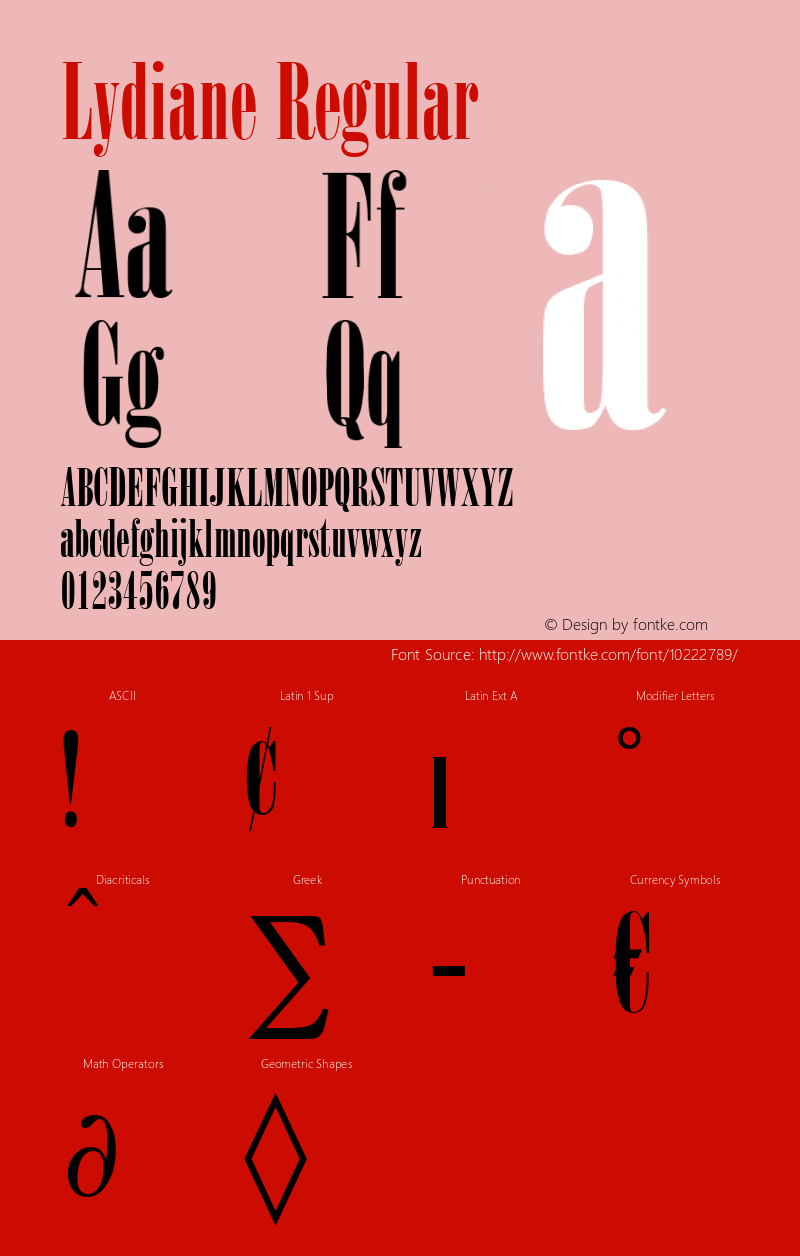 Lydiane Regular Brendel            :10.12.1994 Font Sample