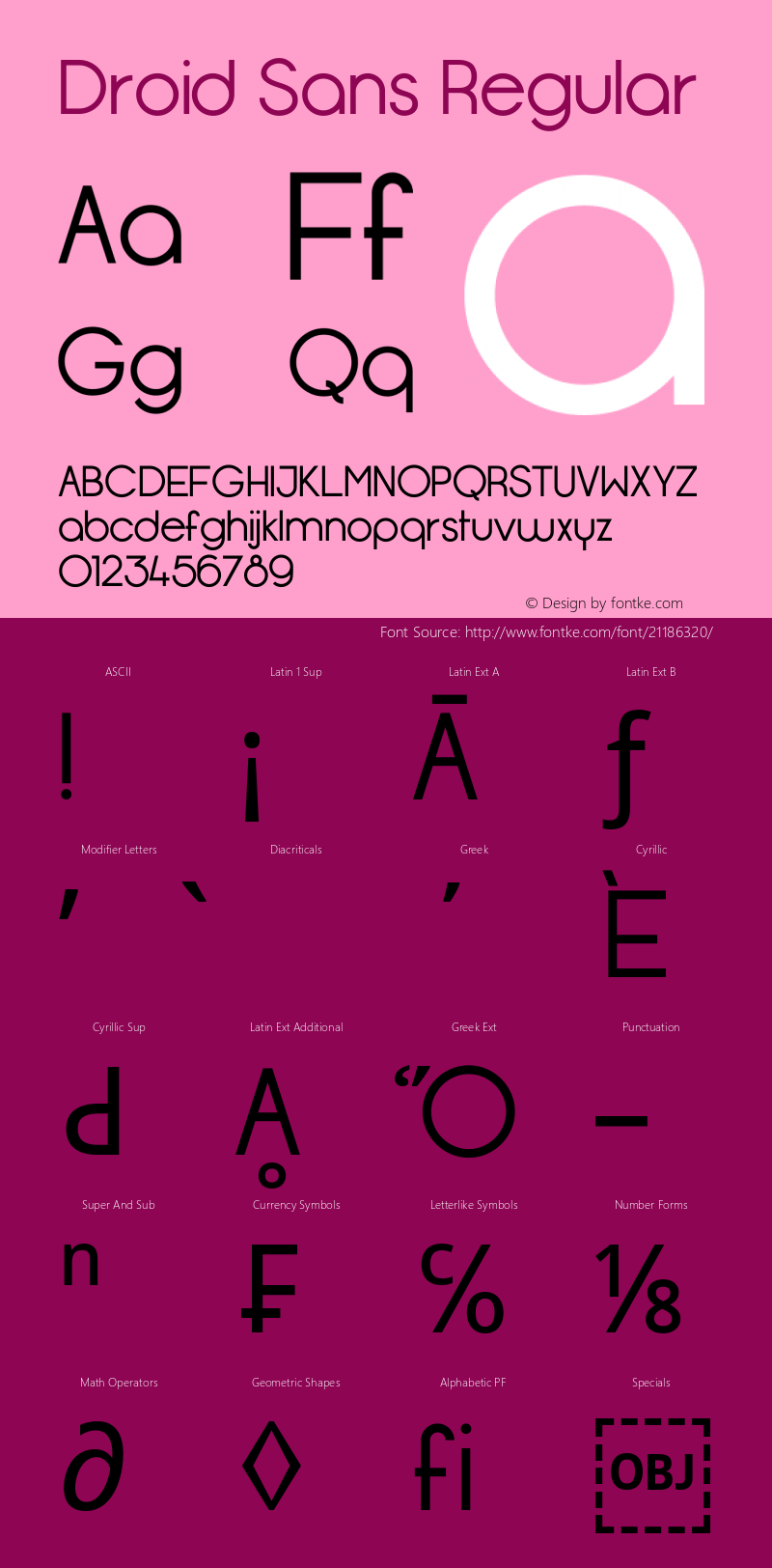 Droid Sans Version 1.00 build 114 Font Sample