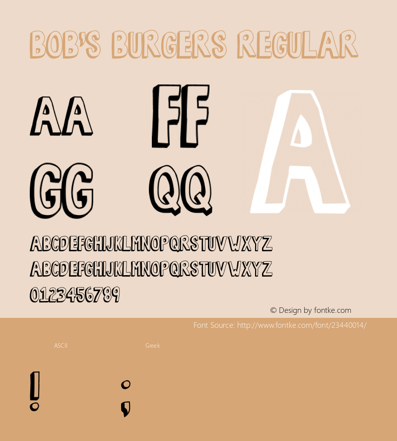 Bob's Burgers Version 1.00 January 27, 2014, initial release Font Sample