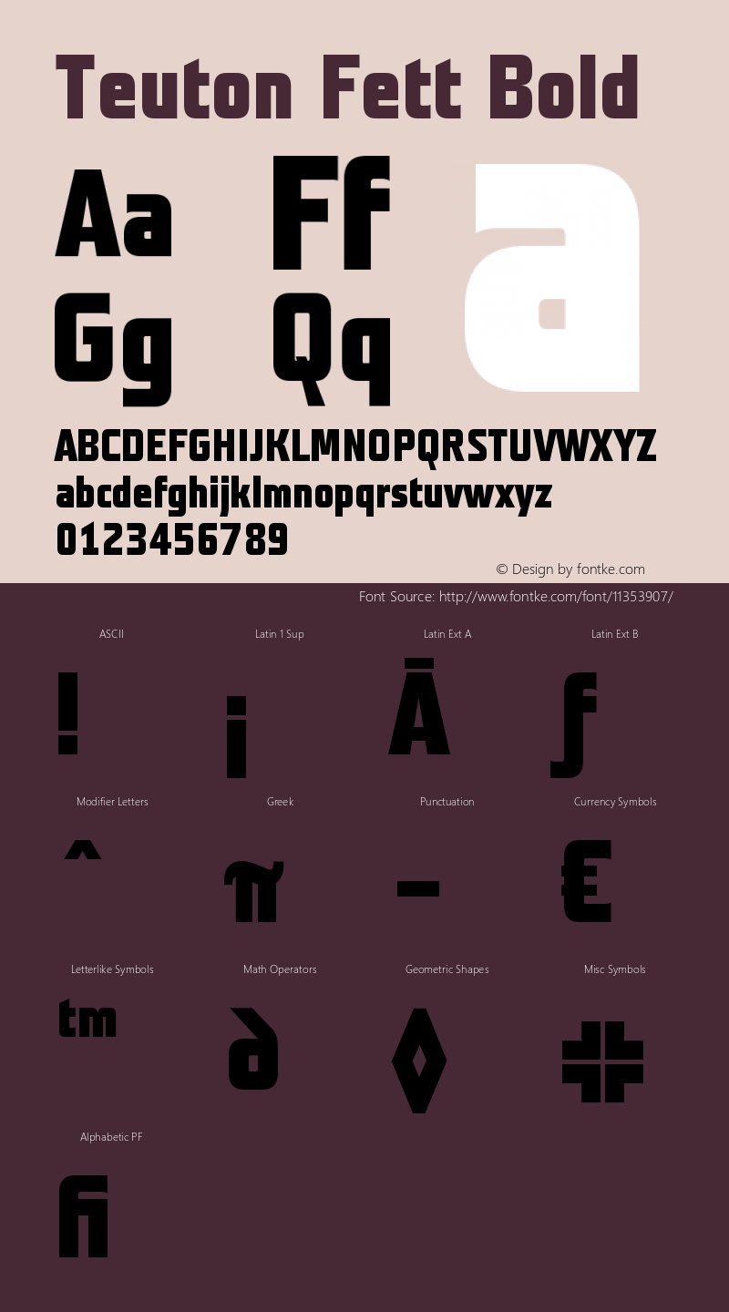 Teuton Fett Bold Version 001.000 Font Sample