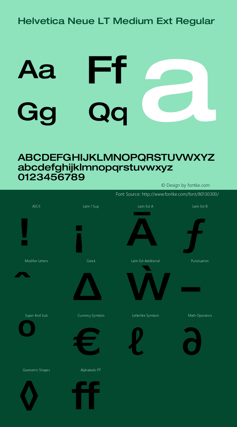 Helvetica Neue LT 63 Medium Extended 001.000 Font Sample