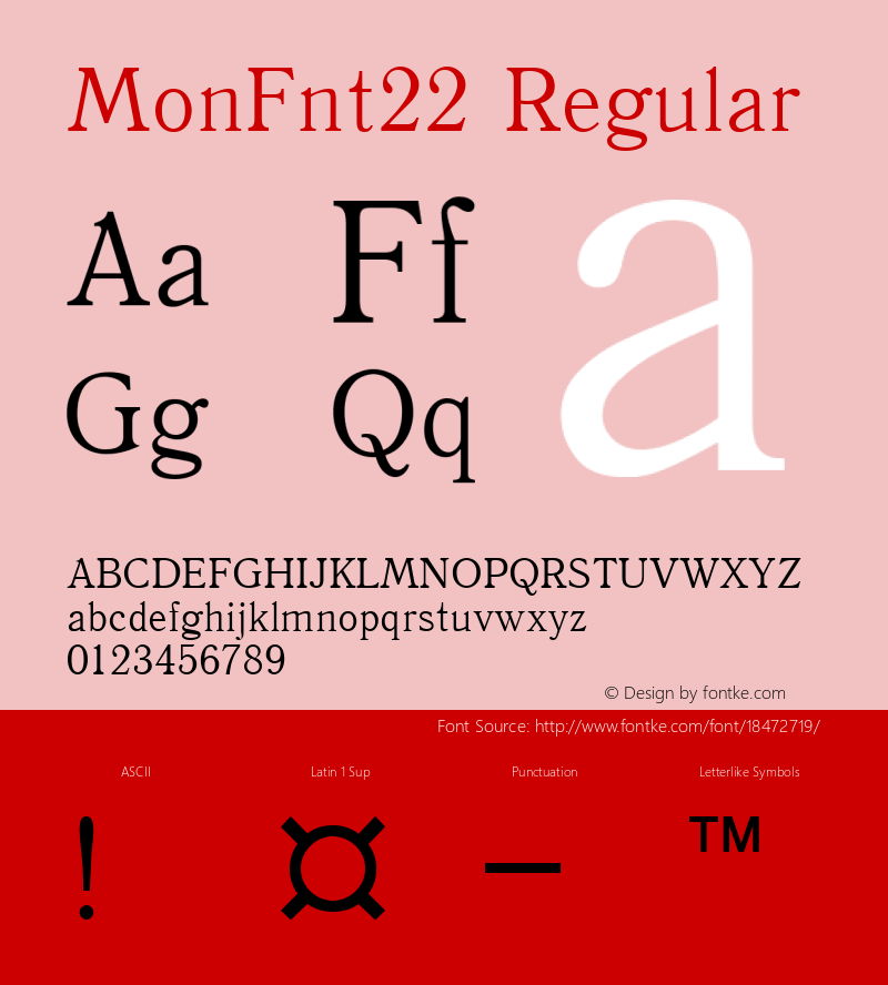 MonFnt22 Regular Version 1.0 Font Sample