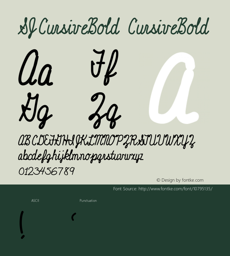 SJCursiveBold CursiveBold Version 001.000 Font Sample