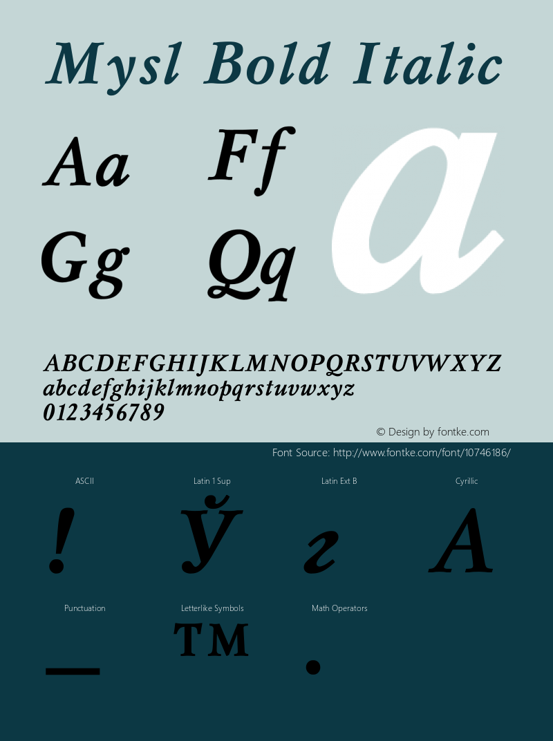 Mysl Bold Italic Converted from c:\windows\system\MST____W.BF1 by ALLTYPE Font Sample