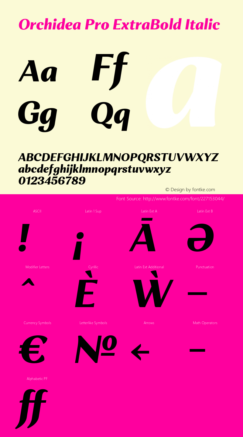 Orchidea Pro ExtraBold Italic Version 001.000图片样张