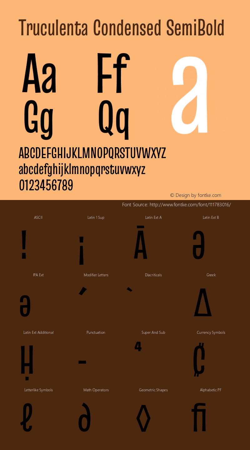 Truculenta Condensed SemiBold Version 1.002 Font Sample