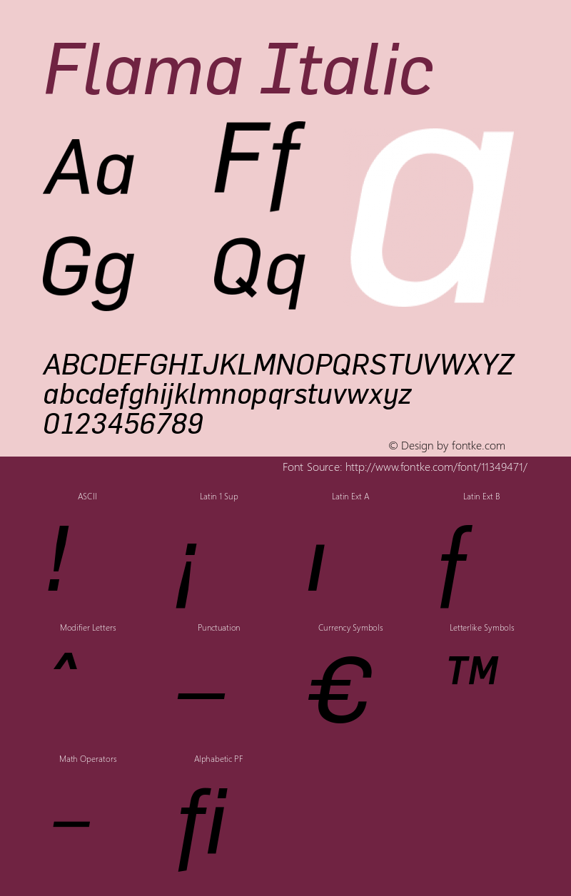 Flama Italic Version 001.000 Font Sample