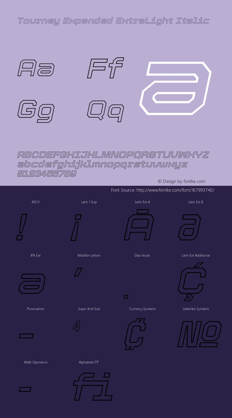 Tourney Expanded ExtraLight Italic Version 1.015图片样张