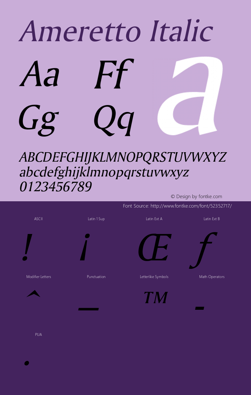 AmerettoItalic Altsys Fontographer 4.1 12/20/94 {DfLp-URBC-66E7-7FBL-FXFA} Font Sample