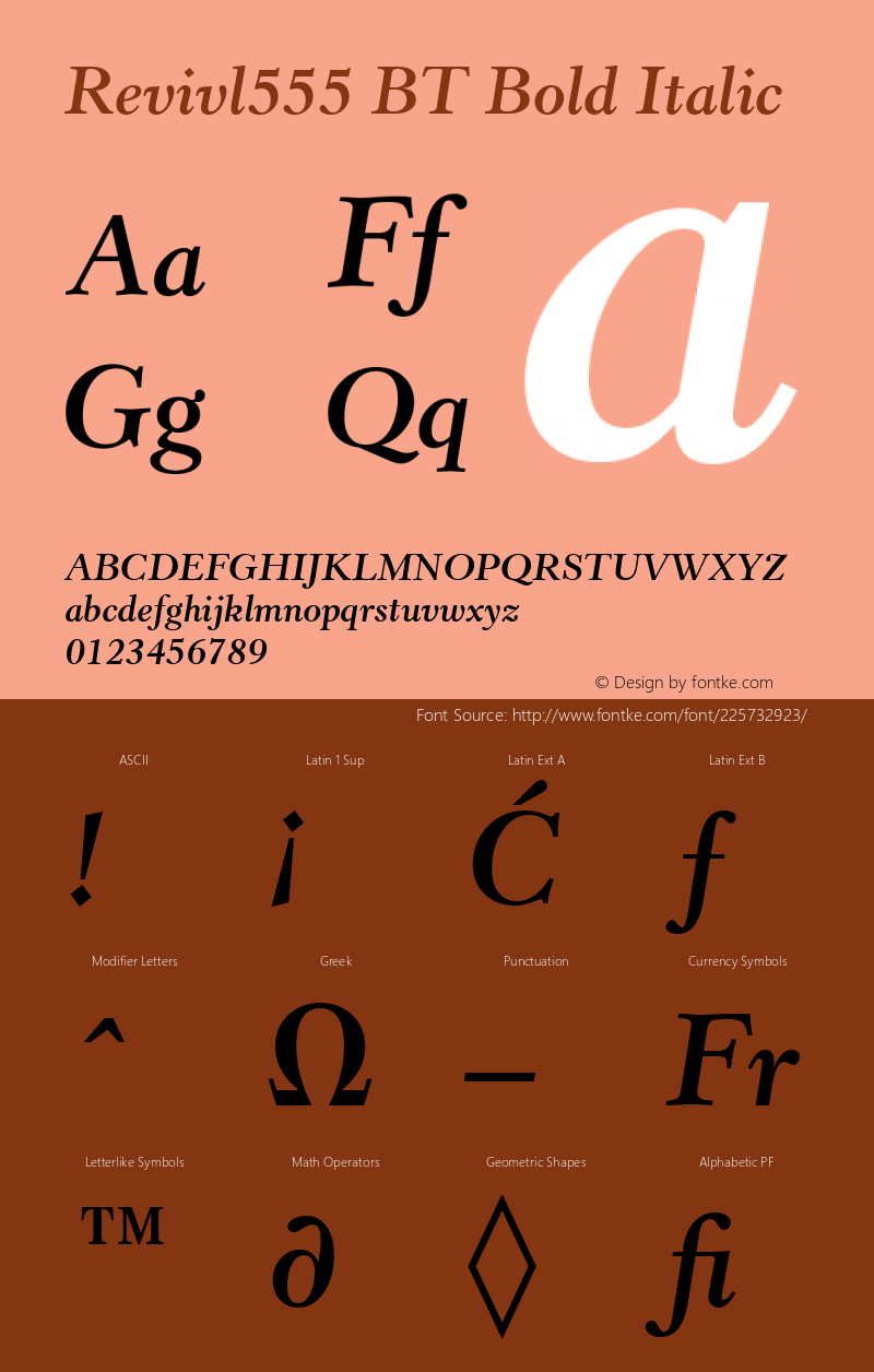 Revivl555 BT Bold Italic Version 1.01 emb4-OT图片样张