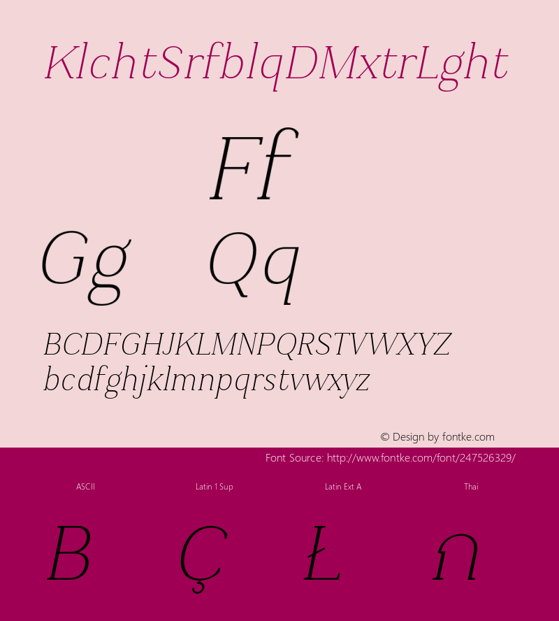 Kulachat Serif Oblique DEMO ExtraLight Version 1.2图片样张