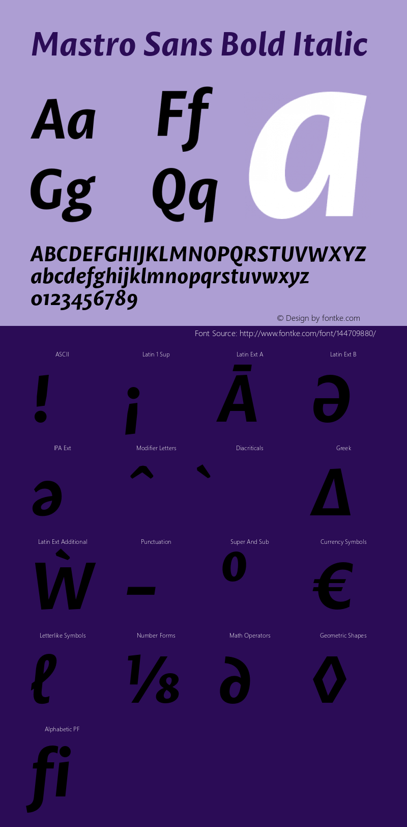 Mastro Sans Bold Italic Version 1.000;PS 001.000;hotconv 1.0.88;makeotf.lib2.5.64775 Font Sample