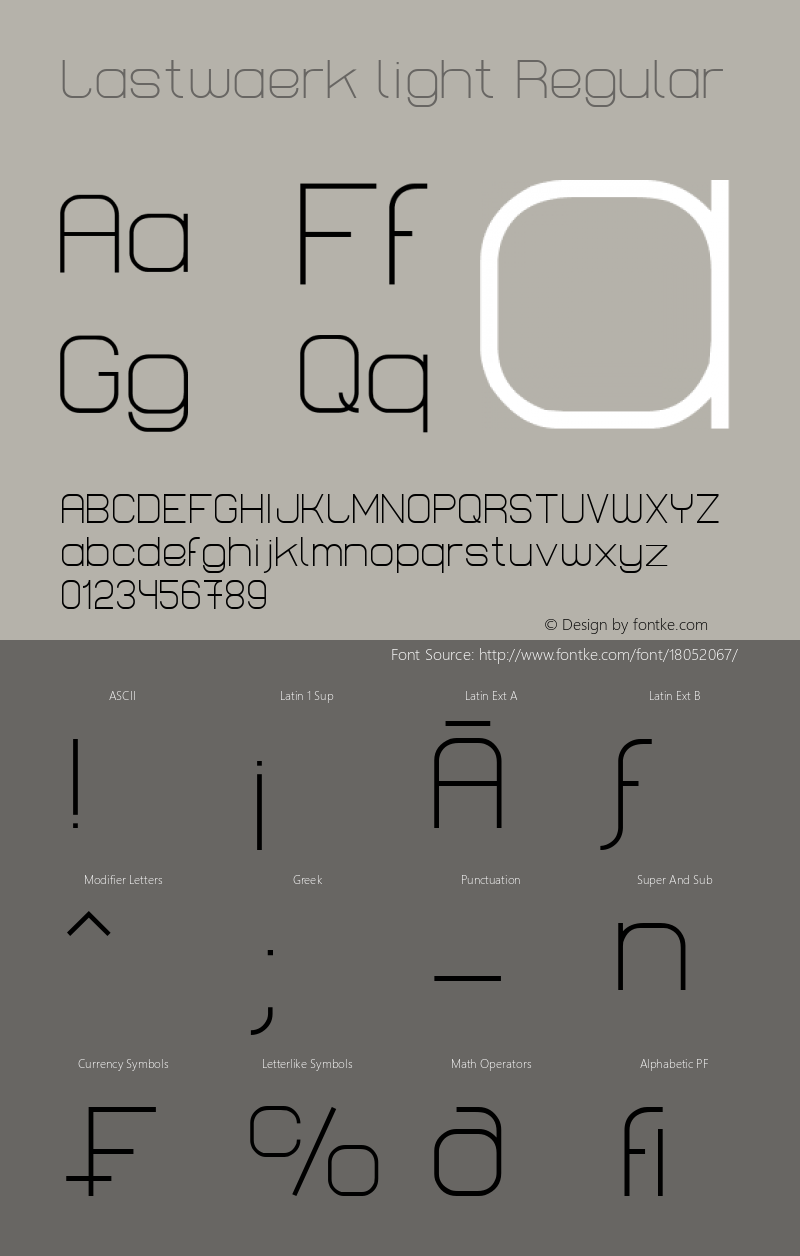 Lastwaerk light Regular Version 1.000 2009 initial release Font Sample