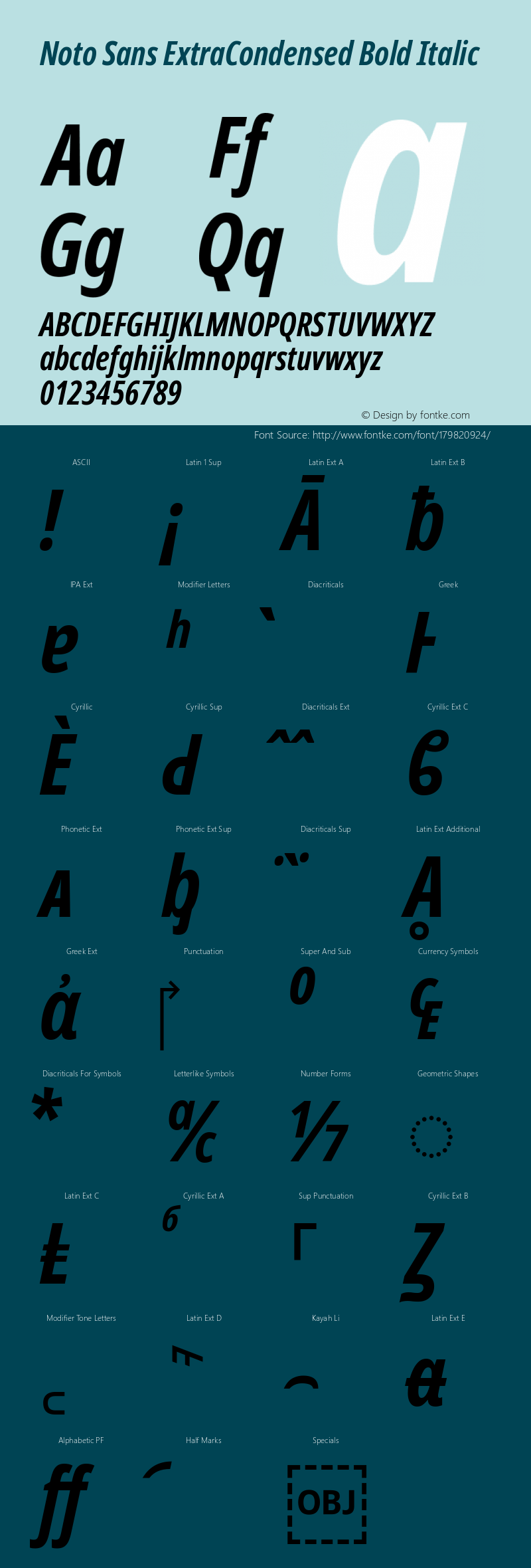 Noto Sans ExtraCondensed Bold Italic Version 2.001; ttfautohint (v1.8.2)图片样张