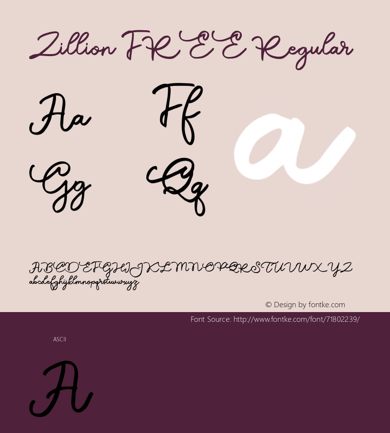 ZillionFREE Version 1.000 Font Sample