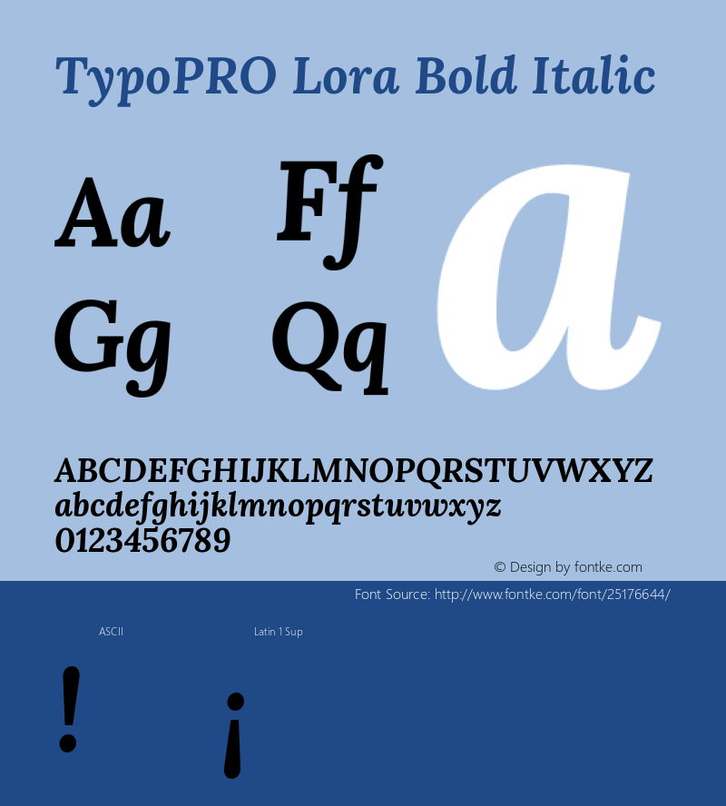 TypoPRO Lora Bold Italic Version 2.102 Font Sample