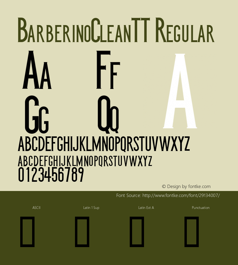 BarberinoCleanTT Regular Version 1.00 2014 Font Sample
