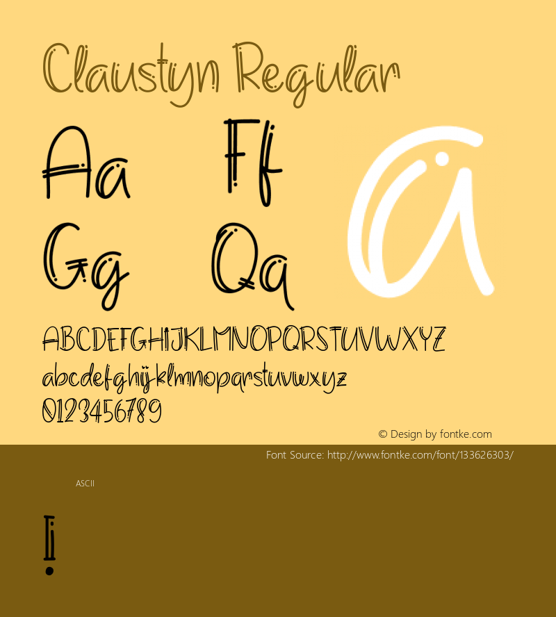Claustyn Version 1.000 Font Sample