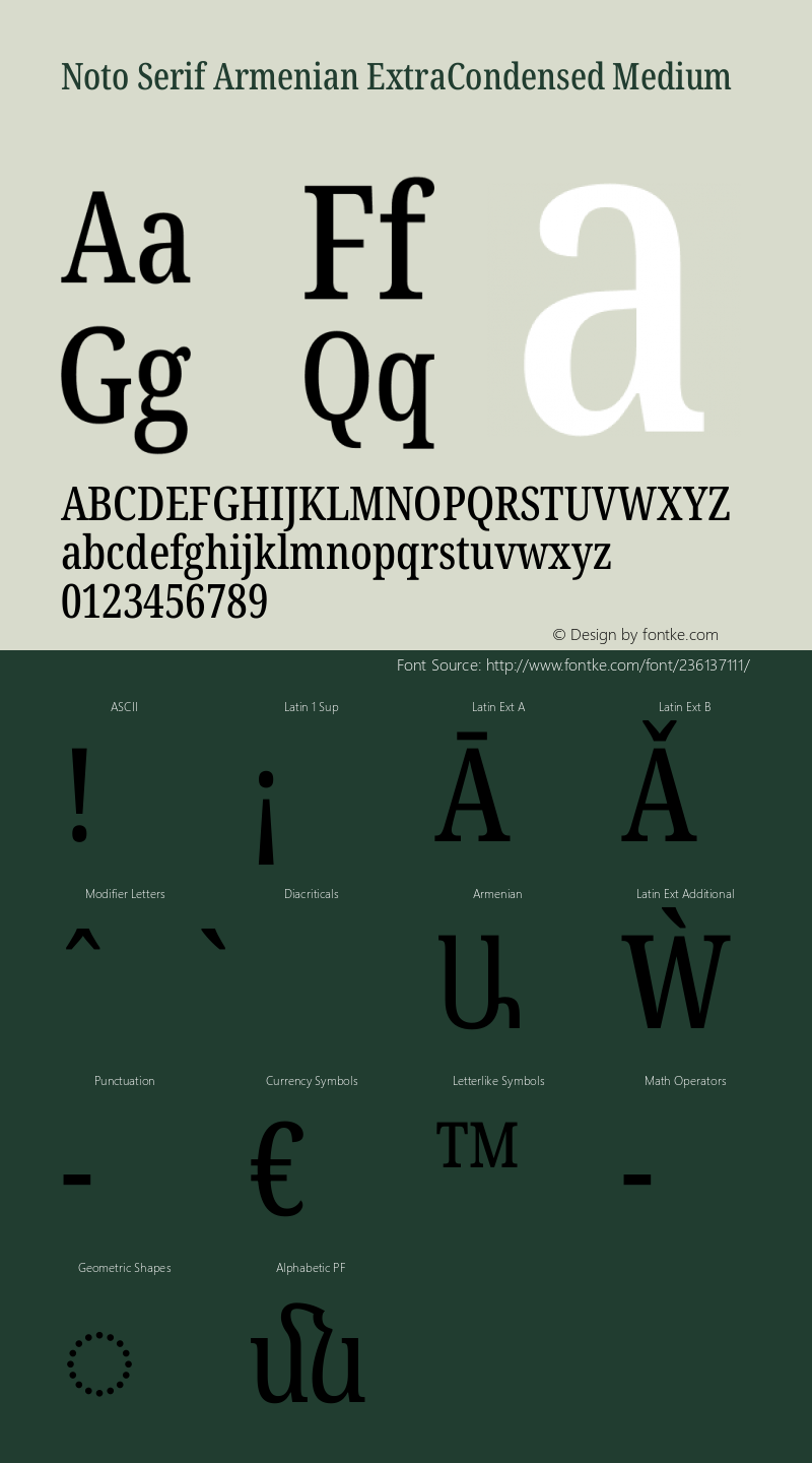 Noto Serif Armenian ExtraCondensed Medium Version 2.007图片样张