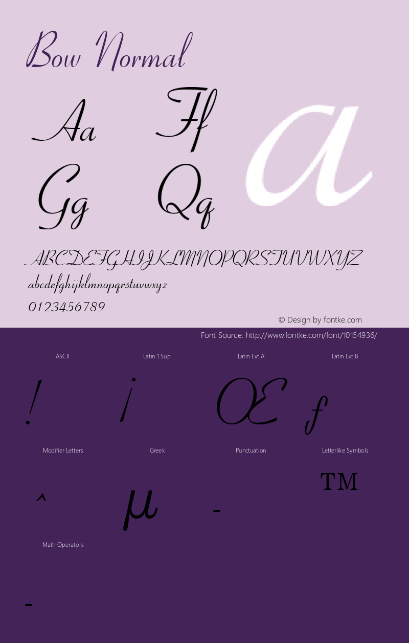 Bow Normal Altsys Fontographer 4.1 11/1/95 Font Sample