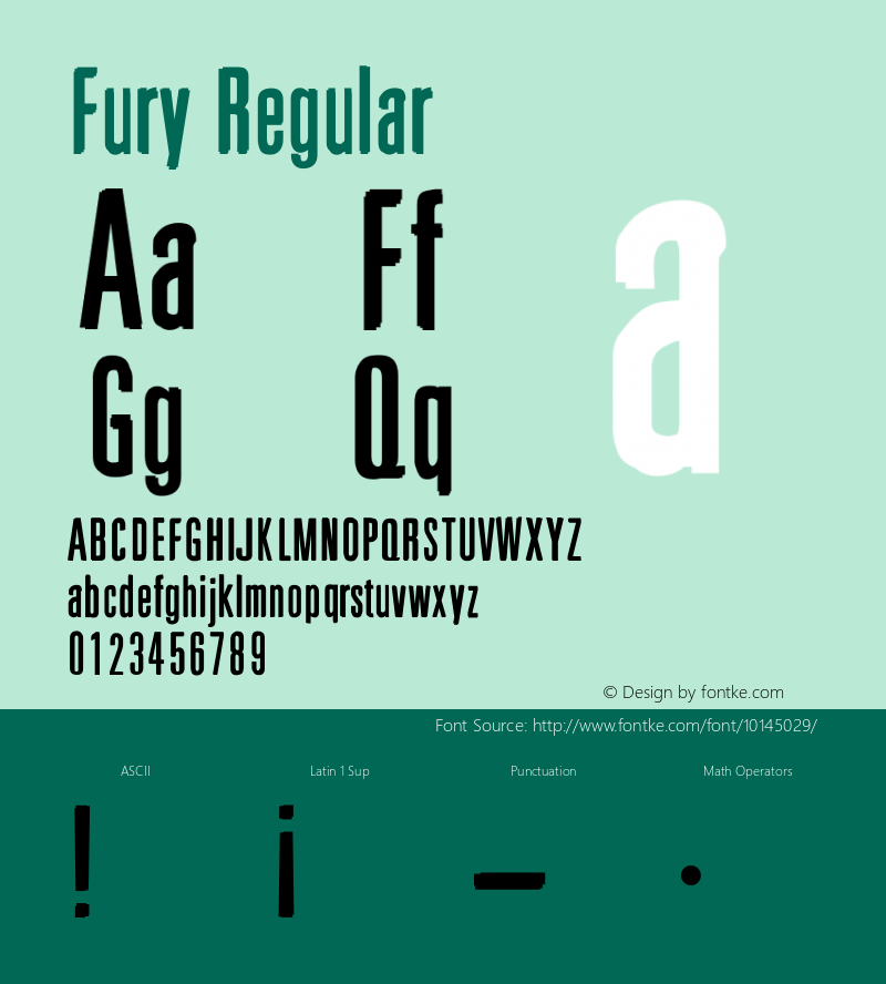 Fury Regular Version 001.000 Font Sample