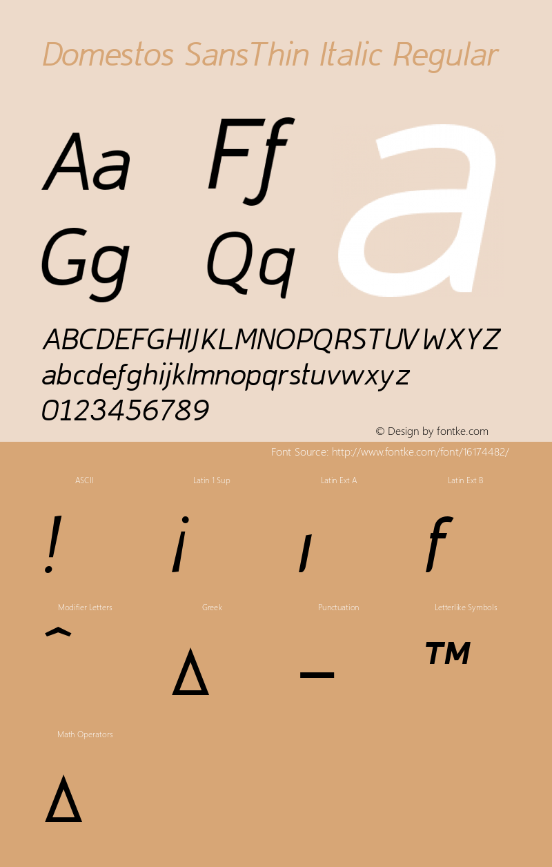 Domestos SansThin Italic Regular Version 4.10 Font Sample