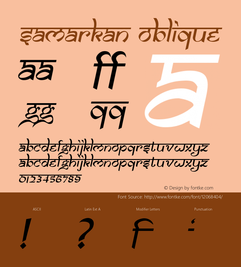 Samarkan Oblique 1.000 Font Sample