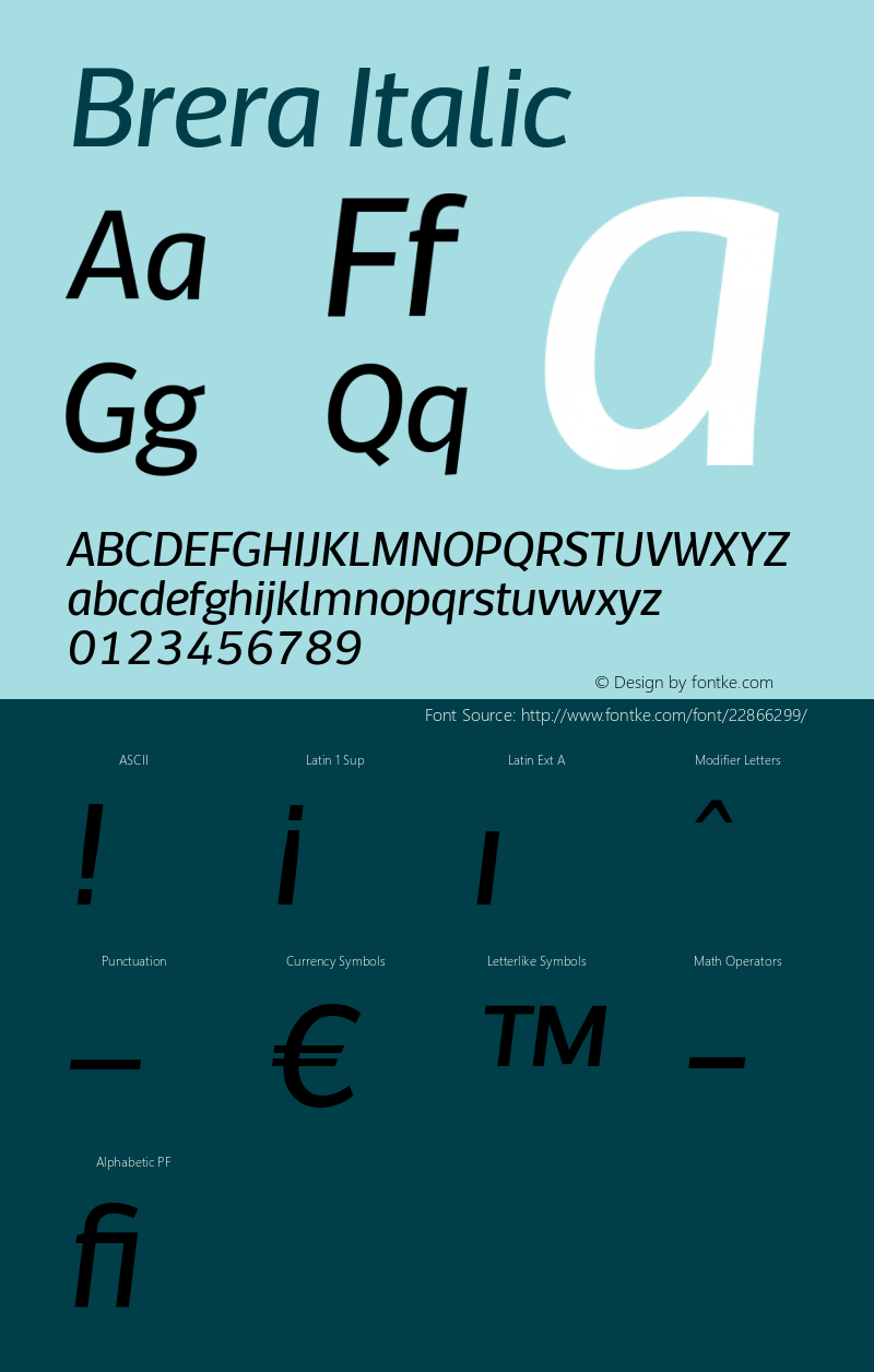 Brera-Italic Version 001.002 Font Sample