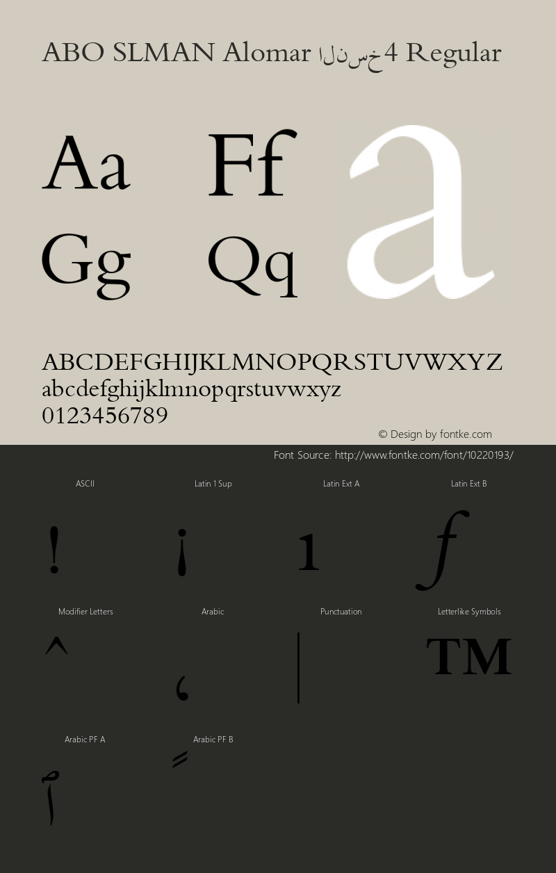 ABO SLMAN Alomar النسخ4 Regular Glyph Systems 5-April-96 Font Sample