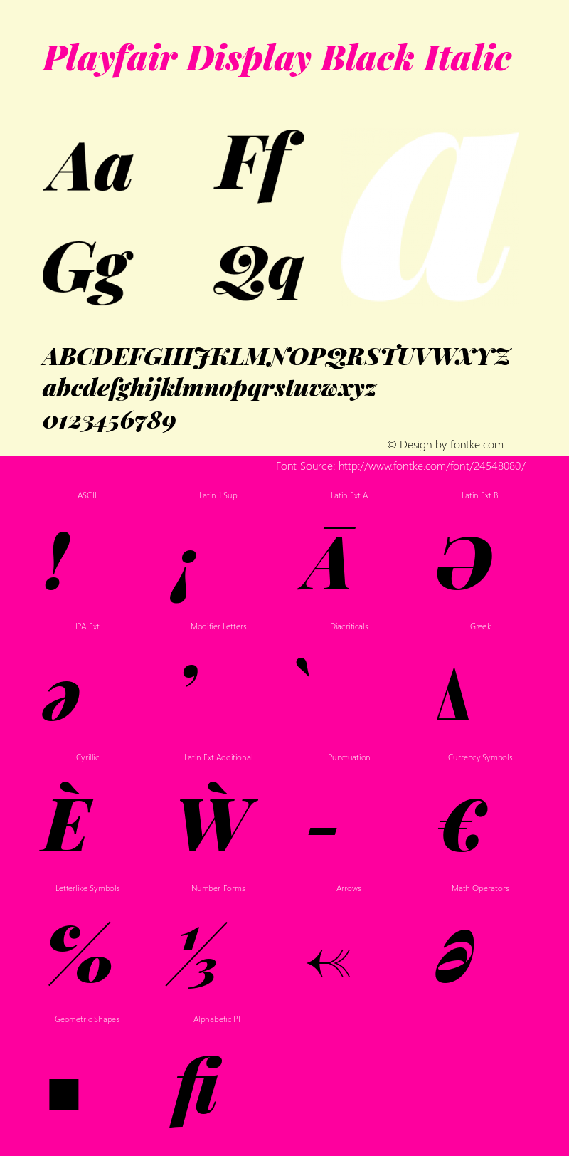 Playfair Display Black Italic Version 1.200; ttfautohint (v1.6) Font Sample