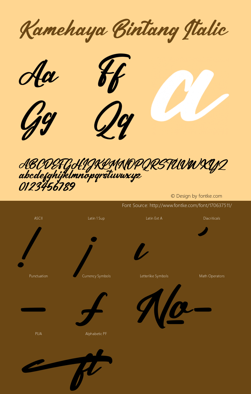 Kamehaya Bintang Italic Version 1.00;August 1, 2021;FontCreator 13.0.0.2683 64-bit图片样张